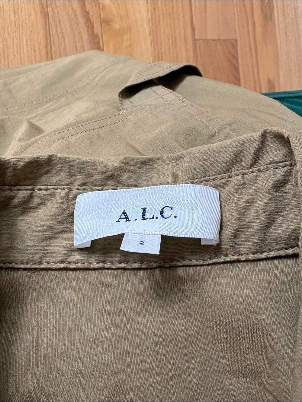 A.L.C. Ava Mini Utility Linen Blend Drill Green Cargo Safari Dress EUC Size 2 - Picture 8 of 10